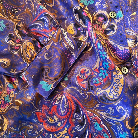 Vintage Susan Mathews Novelty Print Mock Neck Blouse 12 - Picture 7 of 7